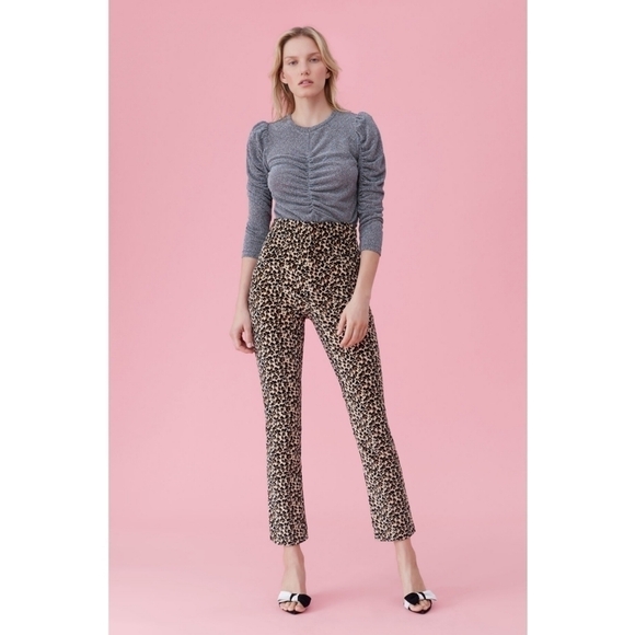 Rebecca Taylor Leopard Print Velveteen Pant sz 4 - Picture 3 of 8